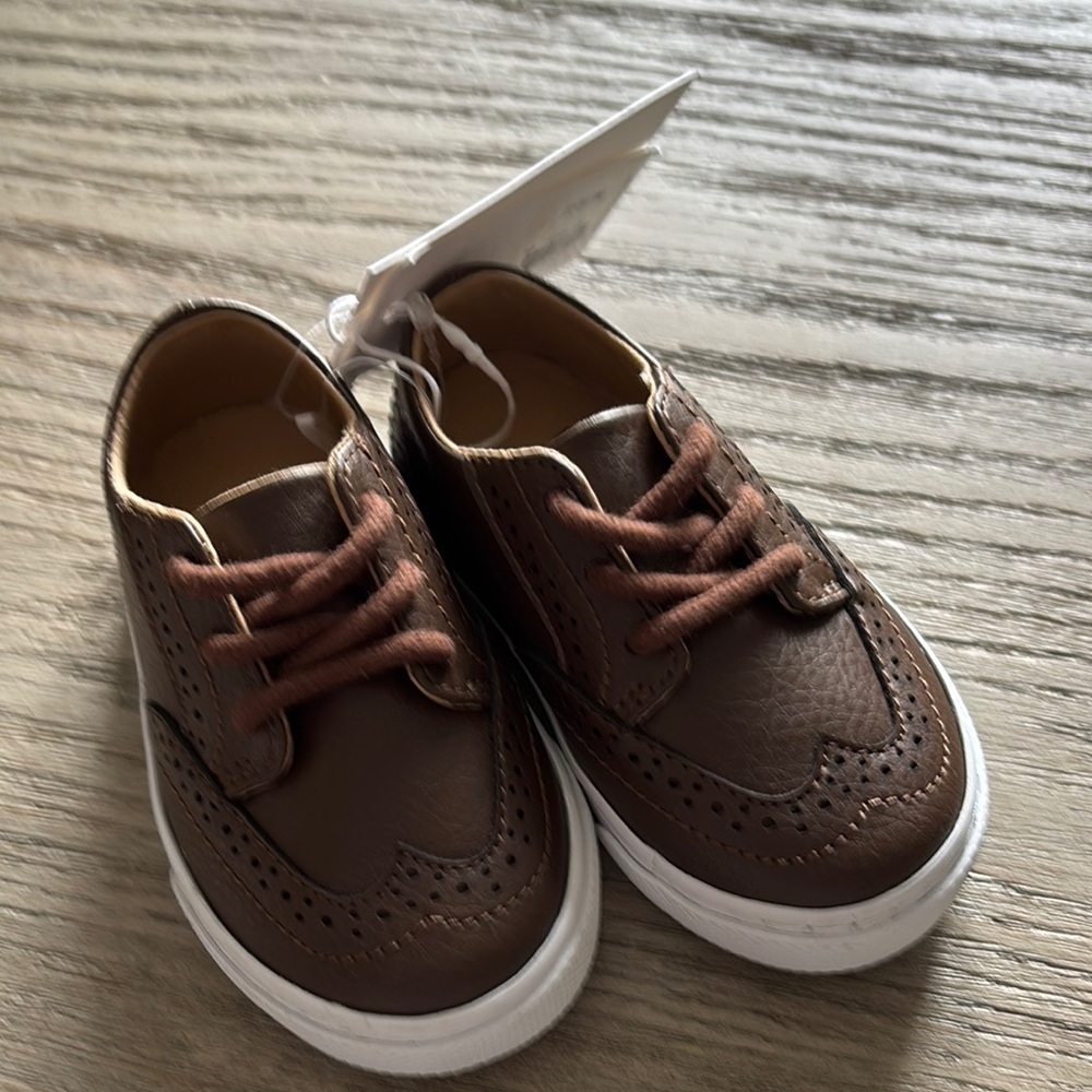 Janie and Jack Brown Dress Shoes with Brogue Detailing